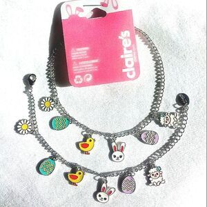 Womens/Girls Clair's Easter Necklace & Bracelet W/Bunny Chick & Lamb Set